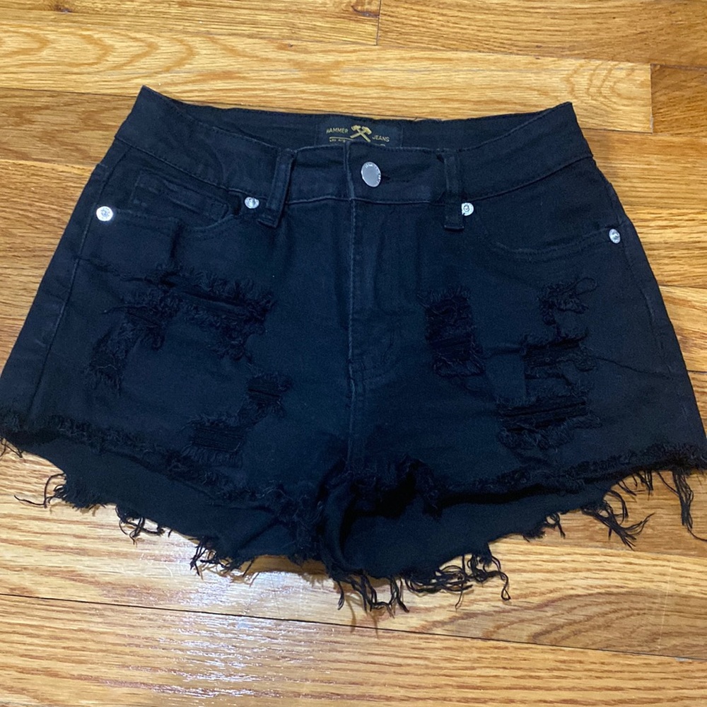 Black jean shorts